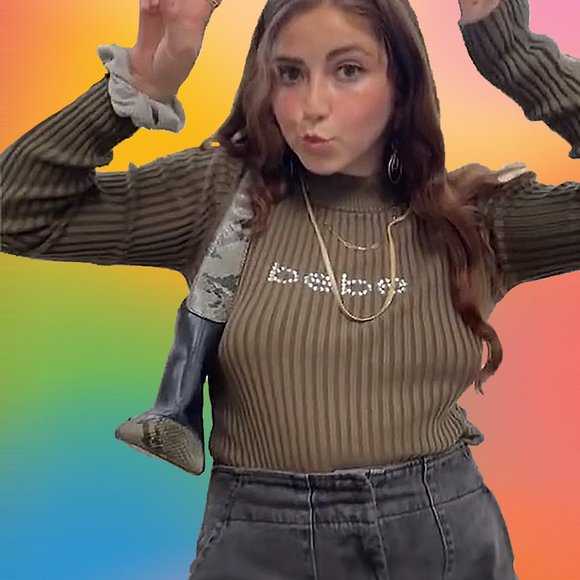 Olive Green Studded Bebe Long-Sleeve - Picture 2 of 5